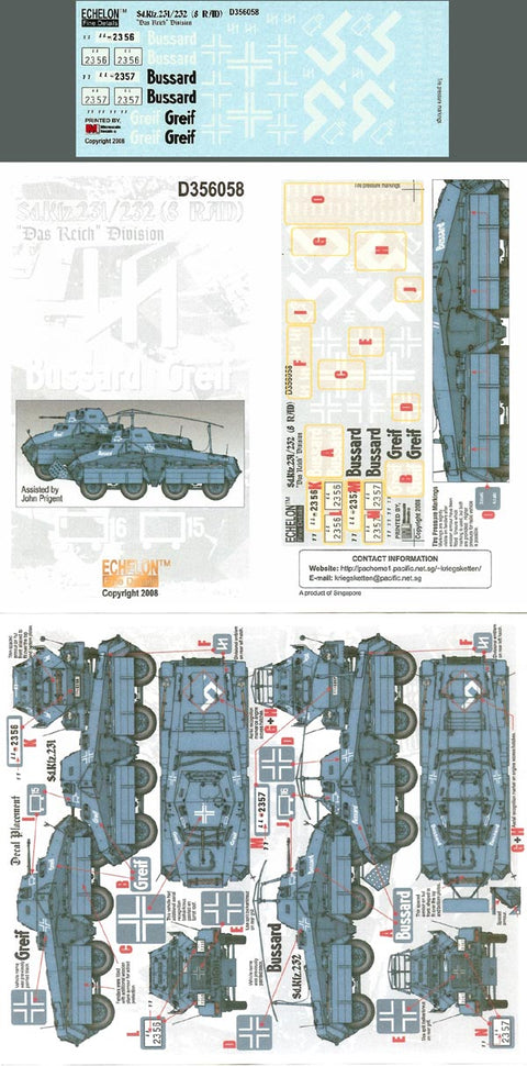 エシュロン D356058 1/35 sd.kfz.231/232(8輪装甲車) Das Reich師団