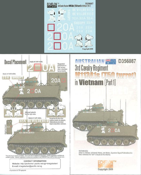 エシュロン D356087 1/35 オーストラリア 第3騎兵連隊 M113A1(T50砲塔)ベトナム戦(Part1)