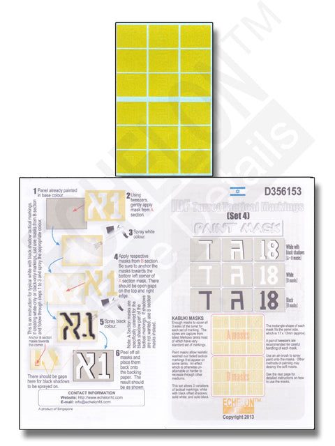 エシュロン D356153 1/35 IDF砲塔戦術マーク マスキングシート SET4