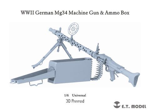E.T.モデル P06-002 1/6 WWII ドイツ MG34 機関銃&弾薬箱