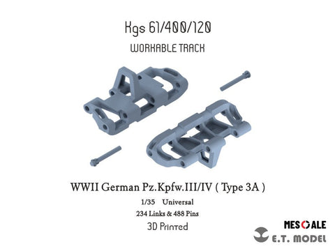 ETモデル P35-020 1/35 WWII ドイツ III号IV号戦車(タイプ3A)ワークブル履帯(3Dプリント)