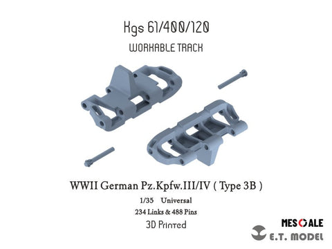 ETモデル P35-021 1/35 WWII ドイツ III号IV号戦車(タイプ3B)ワークブル履帯(3Dプリント)