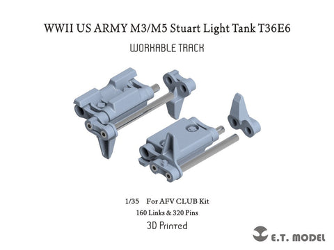ETモデル P35-039 1/35 WWII アメリカ軍 M3/M5 スチュアート 軽戦車 T36E6 ワークブル履帯(3Dプリント) (AFVクラブ用)