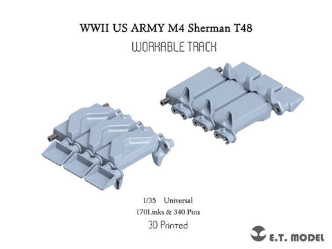 ETモデル P35-082 1/35 WWII アメリカ軍 M4 シャーマン T48 w/duck bill(Type 1) ワークブル履帯(3Dプリント)