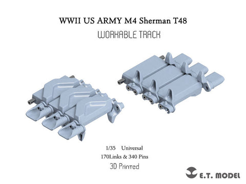 ETモデル P35-083 1/35 WWII アメリカ軍 M4 シャーマン T48 w/duck bill(Type 2) ワークブル履帯(3Dプリント)
