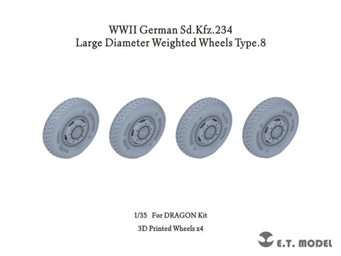 ETモデル P35-108 1/35 WWII ドイツ Sd.Kfz.234 大径加重ホイール タイプ8 (ドラゴン用)