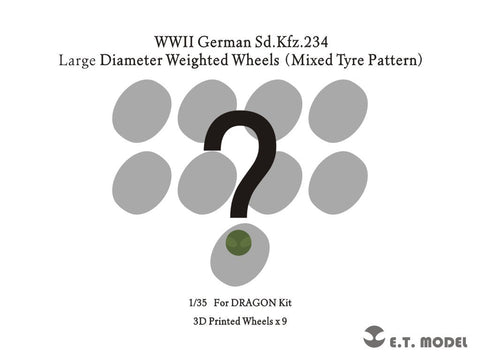 ETモデル P35-110A 1/35 WWII ドイツ Sd.Kfz.234 小径加重ホイール (混合タイヤパターン) (ドラゴン用)
