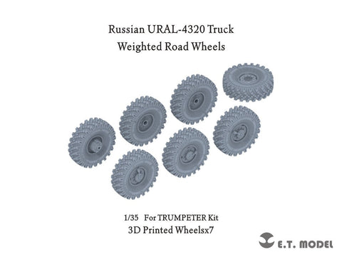 E.T.モデル P35-116 1/35 ロシア URAL-4320軍用ラック用自重変形タイヤ3Dプリント(トランペッター用)