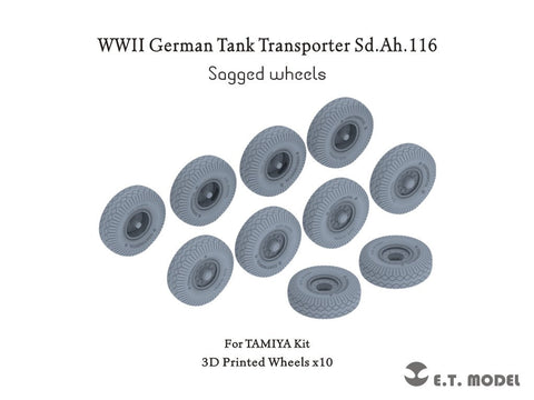 E.T.モデル P35-123 1/35 WWII ドイツ Sd.Ah.116戦車運搬用トレーラー 自重変形タイヤ (3Dプリント)(タミヤ用)
