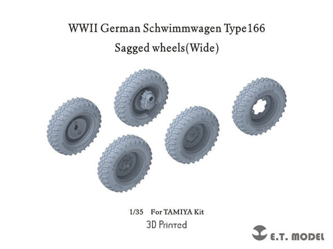 E.T.モデル P35-136 1/35 WWII ドイツ シュビムワーゲン166型用自重変形タイヤ 幅広タイプ(タミヤ用)