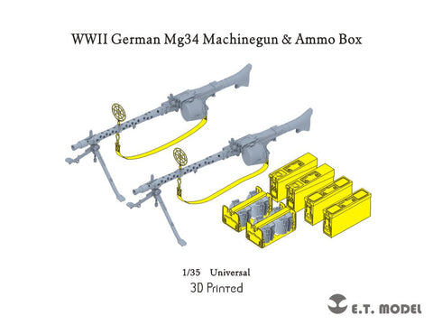 E.T.モデル P35-213 1/35 WWII ドイツ MG34機関銃 & 弾薬箱(3Dプリント)