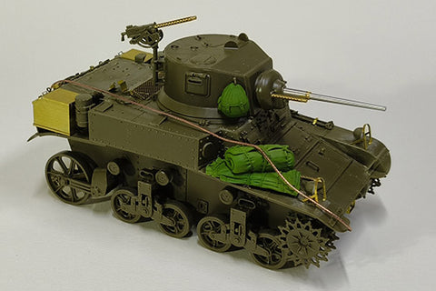 エウレカXXL ER-3583 1/35 アメリカ M3スチュアート後期生産型用アップグレードセット 軽戦車(タミヤ用) 説明書付きエッチングパーツ2個、37mmアルミ削り出し砲身1個、ブローニング M1919 .30口径砲身3個、牽引ケーブル1個、レジンアクセサリー3個付き