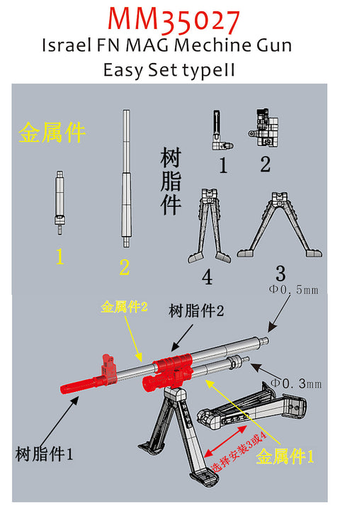 ファイブスターモデル MM35027 1/35 イスラエル FN MAG マシンガン イージーセット タイプII