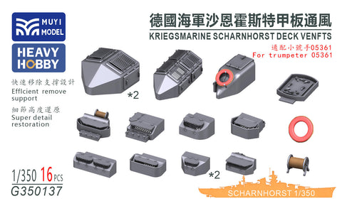 MUYIモデル G350137 1/350 ドイツ海軍シャルンホルスト トランペッター用デッキベント 05361