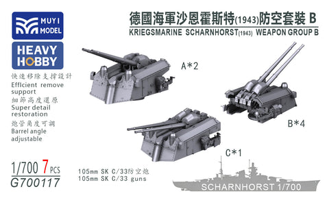 MUYIモデル G700117 1/700 ドイツ海軍シャルンホルスト (1943) 兵器グループ B