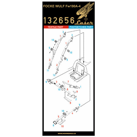 HGW 132656 1/32 Fw190A-4 シートベルト pre-cut (laser) | 造形村用