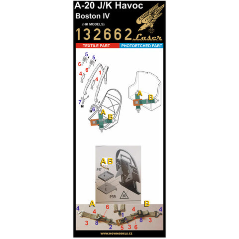HGW 132662 1/32 A20 J/K HAVOC (BOSTON IV) シートベルト pre-cut (laser) | HKモデル用