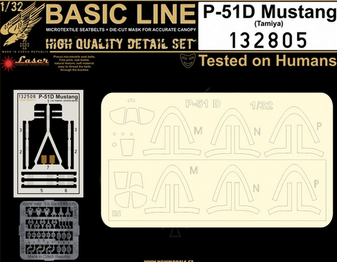 HGW 132805 1/32 P-51D マスタング シートベルト BASIC LINE: seatbelts + masks | タミヤ用