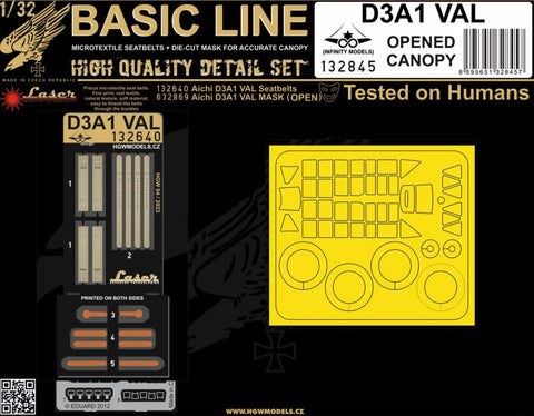 HGW 132845 1/32 D3A1 VAL (キャノピー開状態) シートベルト BASIC LINE: seatbelts + masks | インフィニティモデル用