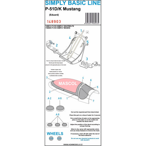 HGW 148903 1/48 マスタング P-51D/K BASIC LINE: SIMPLY BELTS + SIMPLY MASKS | Eduard