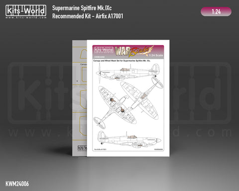 Kitsworld KWM24006 1/24 1:24 scale Supermarine Spitfire Mk.IXc Canopy Mask - Recommended Kit Airfix A17001