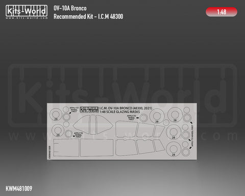 Kitsworld KWM481009 1/48 1:48 scale OV10 Bronco Canopy/Wheels Mask - Recommended Kit - Acadamy