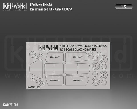 Kitsworld KWM721009 1/72 1:72 scale Bae Hawk T.Mk.1A Canopy/Wheel Mask - Recommended Kit - Airfix (A03085A).