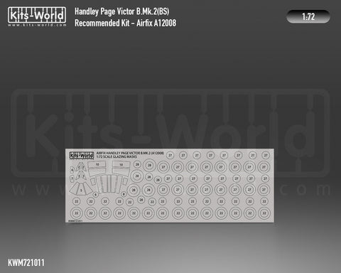 Kitsworld KWM721011 1/72 1:72 scale Handley Page Victor B.2 Canopy/Wheel Mask - Recommended Kit - Airfix (A12008).