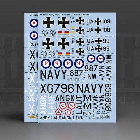 キッツワールド KW148262 1/48 フェアリー ガネット ASバージョン AS.6、XA460/768-BY、第 849 海軍航空隊、RNAS ブラウディ、1971 年。T.5、XG833/773-BY…