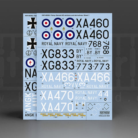 キッツワールド KW148262 1/48 フェアリー ガネット ASバージョン AS.6、XA460/768-BY、第 849 海軍航空隊、RNAS ブラウディ、1971 年。T.5、XG833/773-BY…