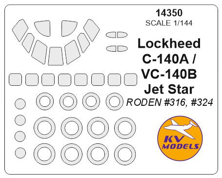 KVモデル 14350 1/144 ロッキード VC-140B / С-140A ジェットスター + ホイール キャノピーマスキングシート
