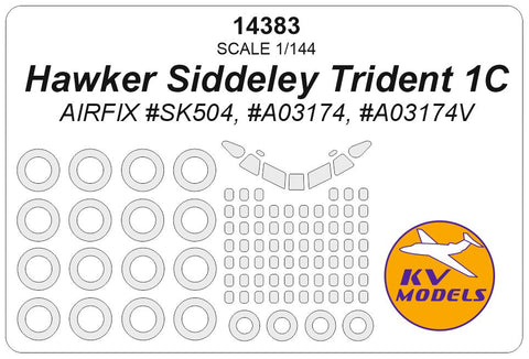 KVモデル 14383 1/144 ホーカー シドレー トライデント 1C (エアフィックス) + ホイール キャノピーマスキングシート