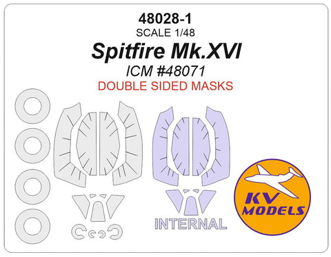 KVモデル 48028-1 1/48 スピットファイア Mk.XVI (ICM #48071) - (内外両面) + ホイール キャノピーマスキングシート