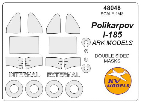KVモデル 48048 1/48 ポリカルポフ I-185 (Ark Models #48045) - (内外両面) + ホイール キャノピーマスキングシート