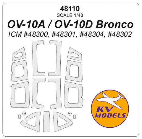 KVモデル 48110 1/48 OV-10A / OV-10D ブロンコ (ICM #48300, #48301, #48304, #48302) + ホイール キャノピーマスキングシート