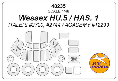 KVモデル 48235 1/48 ウェセックス HU.5 / HAS. 1 (イタレリ #2720, #2744 / アカデミー #12299) + ホイール キャノピーマスキングシート