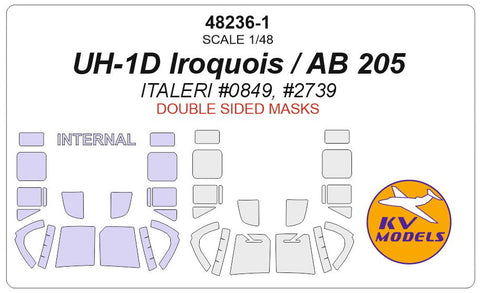 KVモデル 48236-1 1/48 UH-1D イロコイ / AB 205 (イタレリ #0849, #2739) - (内外両面)