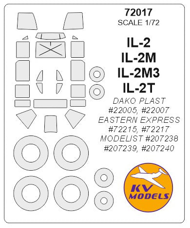 KVモデル 72017 1/72 IL-2 / IL-2M / IL-2M3 / IL-2Т (DAKO PLAST/イースタンエクスプレス/モデリスト) + ホイール キャノピーマスキングシート
