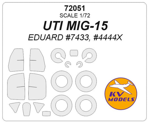 KVモデル 72051 1/72 UTI MIG-15 (エデュアルド #7433, #4444X) + ホイール キャノピーマスキングシート