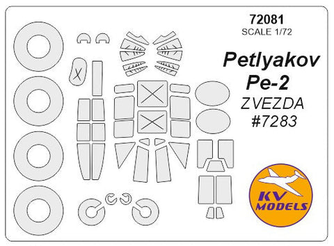 KVモデル 72081 1/72 ペトリャコフ Pe-2 (ズベズダ #7283) + ホイール キャノピーマスキングシート