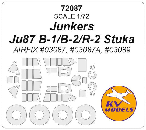KVモデル 72087 1/72 ユンカース Ju87 B-1/B-2/R-2 スツーカ (エアフィックス) + ホイール キャノピーマスキングシート