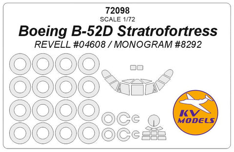 KVモデル 72098 1/72 ボーイング B-52D ストラトフォートレス (レベル #04608 / モノグラム #8292) + ホイール キャノピーマスキングシート