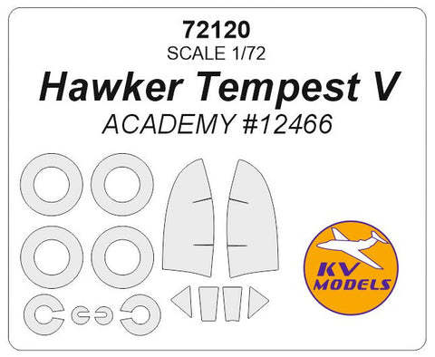 KVモデル 72120 1/72 ホーカー テンペスト V + ホイール キャノピーマスキングシート
