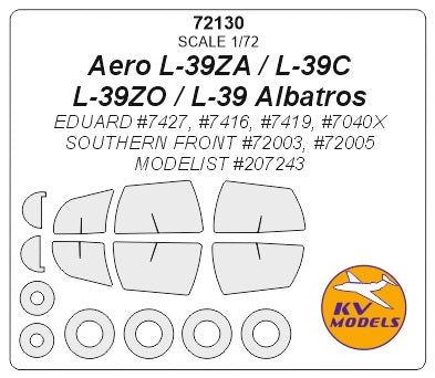 KVモデル 72130 1/72 エアロ L-39ZA / L-39C / L-39ZO / L-39 アルバトロス (エデュアルド/SOUTHERN FRONT/モデリスト) + ホイール キャノピーマスキングシート