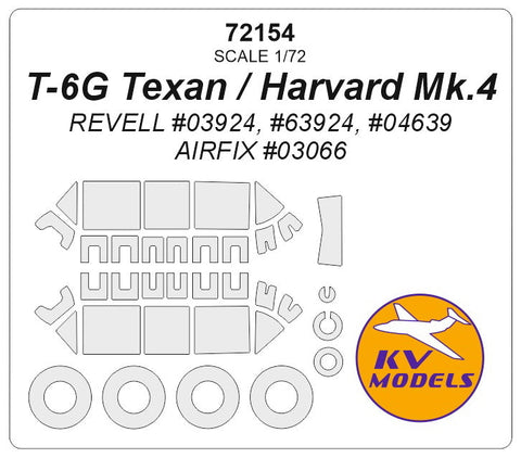 KVモデル 72154 1/72 T-6G テキサン / ハーバード Mk.4 (レベル/エアフィックス) + ホイール キャノピーマスキングシート