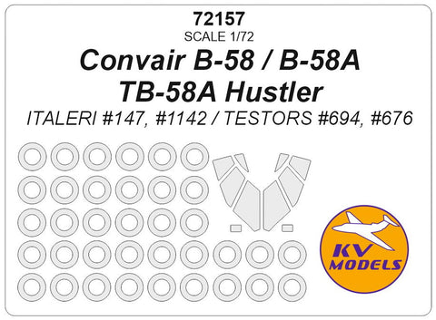 KVモデル 72157 1/72 コンベア B-58 / B-58A / TB-58A ハスラー (イタレリ/TESTORS) + ホイール キャノピーマスキングシート