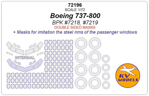 KVモデル 72196 1/72 ボーイング 737-800 (BPK #7218, #7219) - (内外両面) + ホイール キャノピーマスキングシート