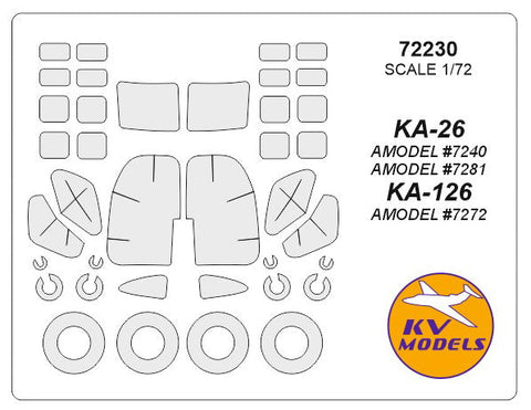KVモデル 72230 1/72 Ka-26 (Aモデル) / Ka-126 (Aモデル) + ホイール キャノピーマスキングシート