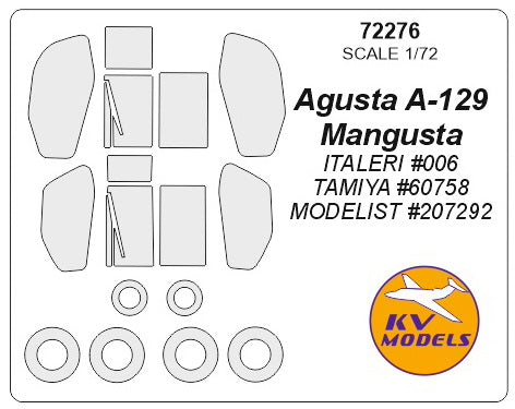 KVモデル 72276 1/72 アグスタ A-129 マングスタ (イタレリ #006 / タミヤ #60758 / モデリスト #207292) + ホイール キャノピーマスキングシート