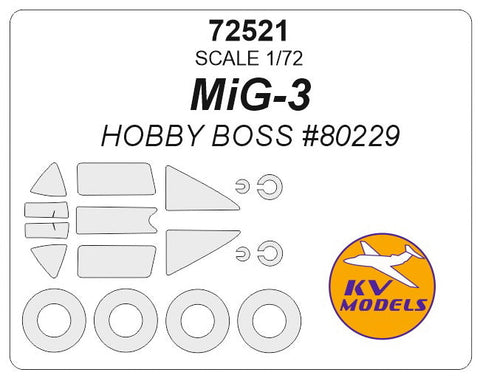 KVモデル 72521 1/72 MiG-3 (ホビーボス #80229) + ホイール キャノピーマスキングシート
